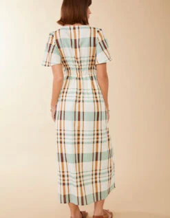 Meghan Midi Dress Kalalanta Plaid Cream -Spartina Store 977654c
