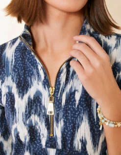 Nora Half-Zip Dress Kalalanta Ikat Dot -Spartina Store 977937d