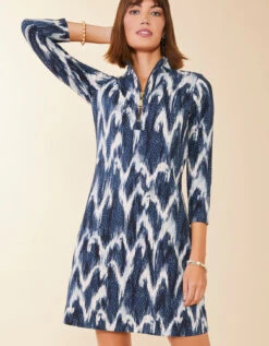 Nora Half-Zip Dress Kalalanta Ikat Dot -Spartina Store 977937f