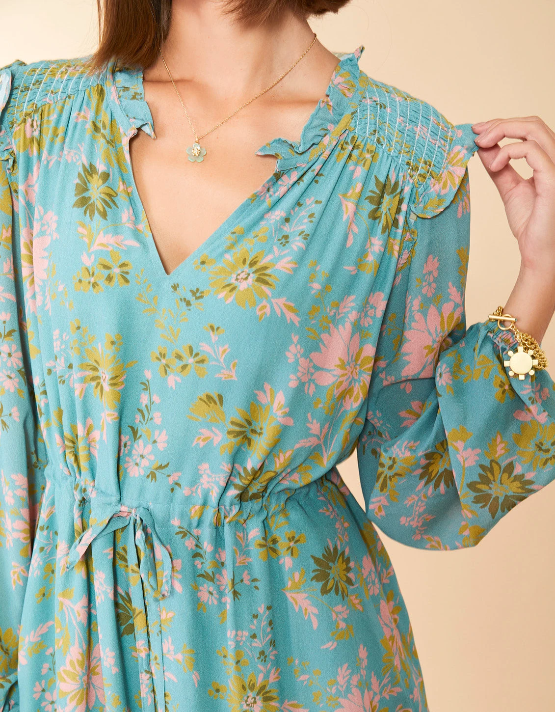 Aisley Dress Mystic Moss Dahlia Blue 2 Aisley Dress Mystic Moss Dahlia Blue - Image 2