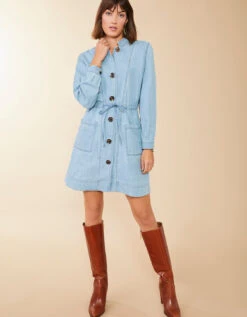 Elena Denim Dress Isle Of Palm Wash -Spartina Store 978774c