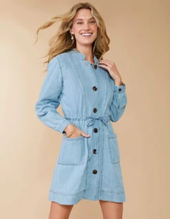 Elena Denim Dress Isle Of Palm Wash -Spartina Store 978774m