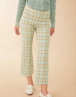 Maren Kick Flare Pant Mystic Moss Check