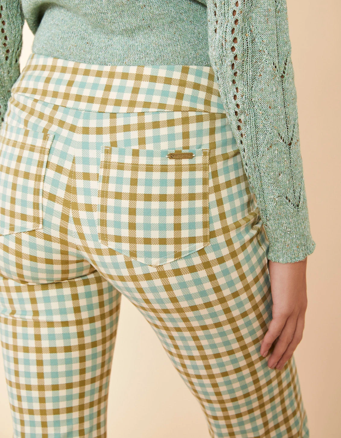 Maren Kick Flare Pant Mystic Moss Check 2 Maren Kick Flare Pant Mystic Moss Check - Image 2