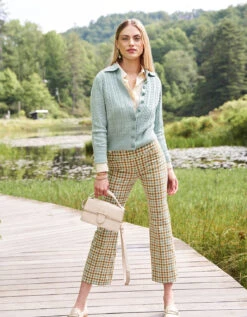Maren Kick Flare Pant Mystic Moss Check 7 Maren Kick Flare Pant Mystic Moss Check -Spartina Store 979436m