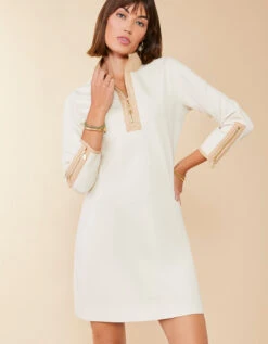 Nora Ponte Half-Zip Dress Alabaste