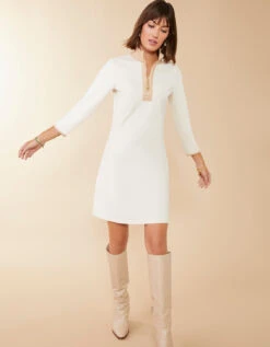 Nora Ponte Half-Zip Dress Alabaste -Spartina Store 979573c