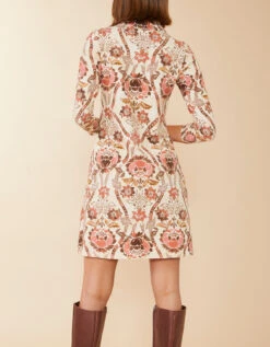 Nora Half-Zip Dress Mystic Moss Stencil Coral -Spartina Store 979788d