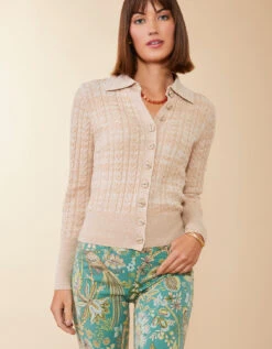 Toni Cardigan Light Oat -Spartina Store 980357a