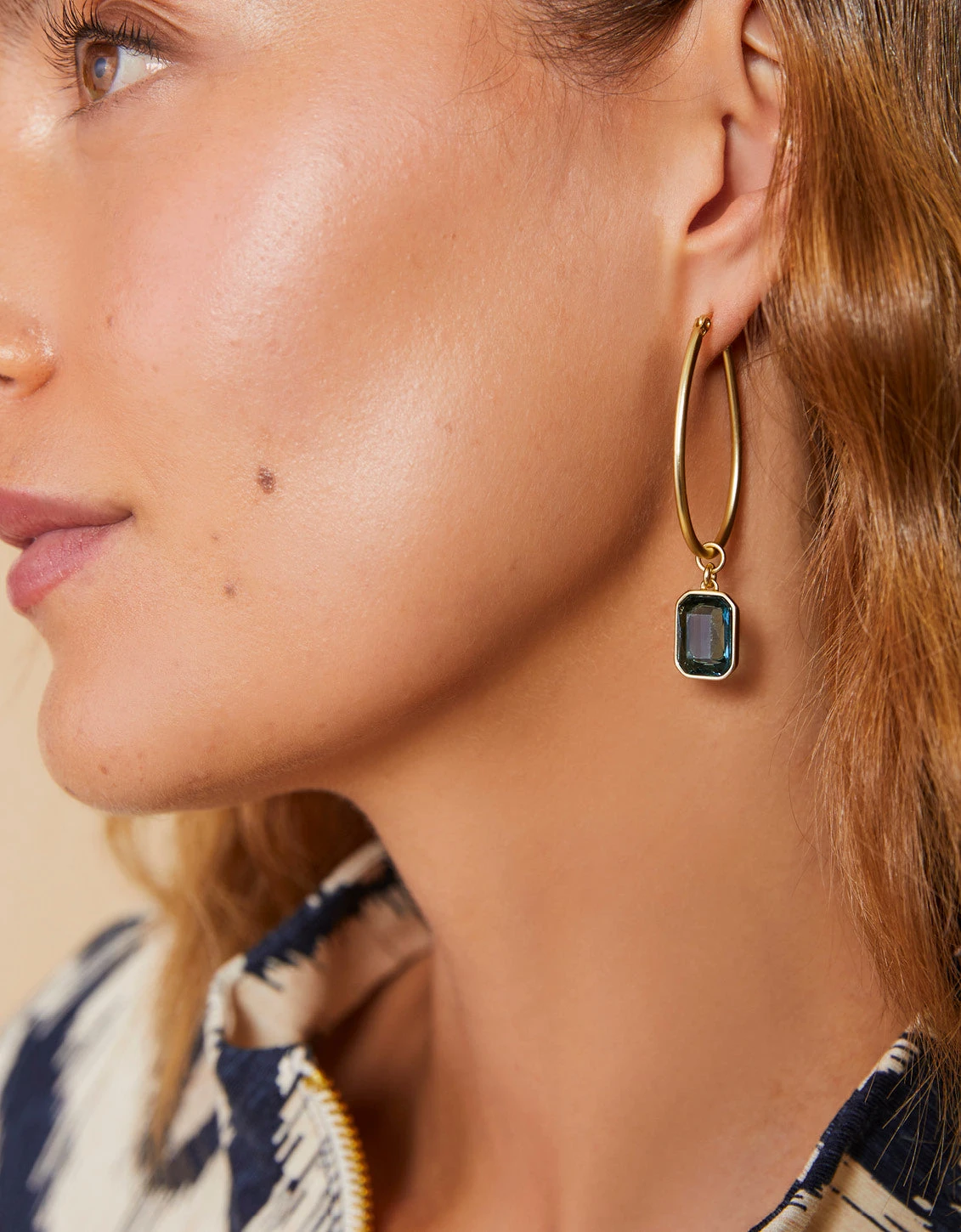 Chateau Hoop Earrings Navy 2 Chateau Hoop Earrings Navy - Image 2