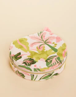 Large Round Jewelry Travel Case Palm Paradise