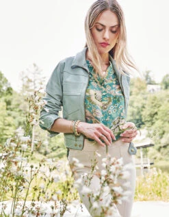 Hayden Burnished Leather Jacket Spartina Sea Foam