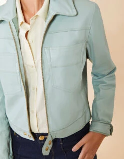 Hayden Burnished Leather Jacket Spartina Sea Foam -Spartina Store 981118a