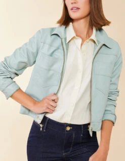 Hayden Burnished Leather Jacket Spartina Sea Foam -Spartina Store 981118c