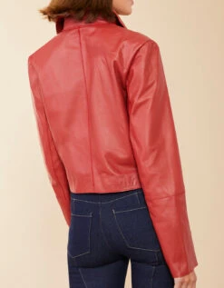 Penelope Leather Jacket Chili Red -Spartina Store 981217b