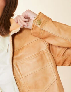 Hayden Leather Jacket Au Lait Patina -Spartina Store 981316d