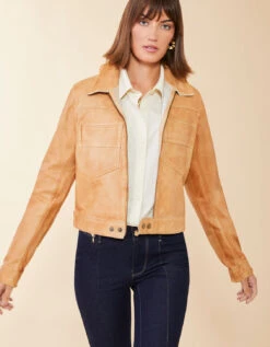 Hayden Leather Jacket Au Lait Patina -Spartina Store 981316e