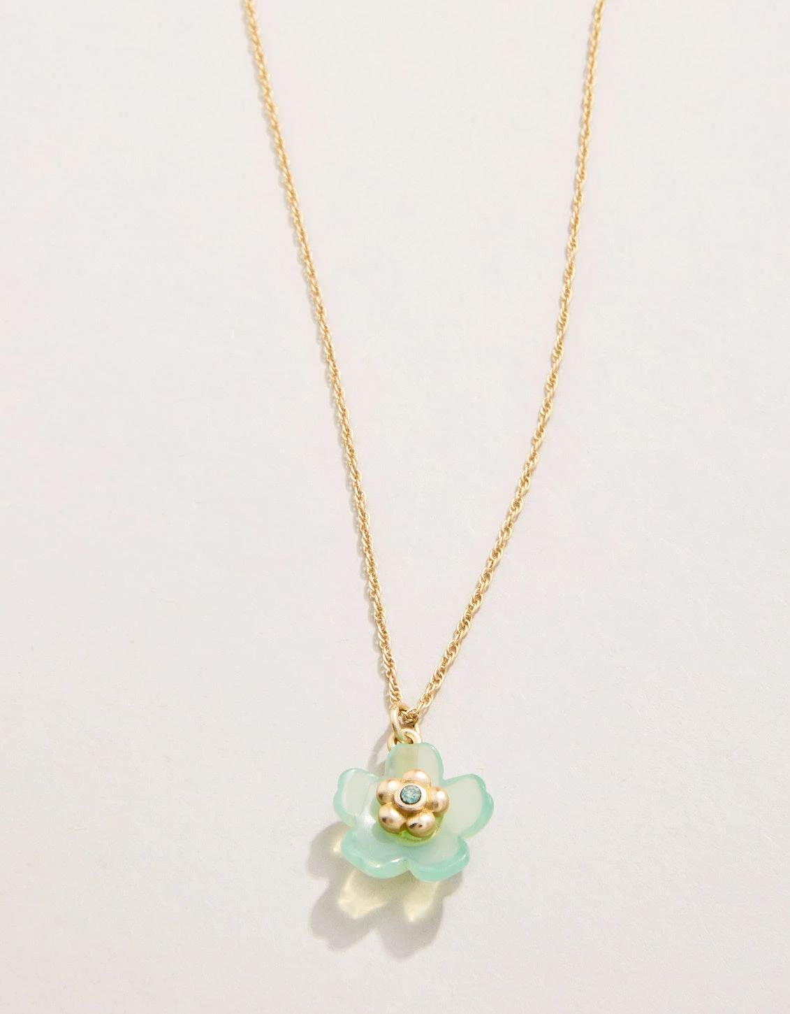 Yarrow Flower Necklace 18" Sea Foam 1 Yarrow Flower Necklace 18" Sea Foam