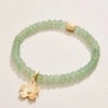 Stone Charm Stretch Bracelet 6mm Frosty Green/Flower