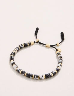 Stone Slide Bracelet 5mm Marbled Black