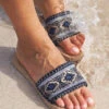Spartina 449 X Sea Star Cabana Slides Peeples Song Park Lane Blue Denim