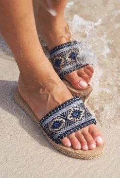 Spartina 449 X Sea Star Cabana Slides Peeples Song Park Lane Blue Denim